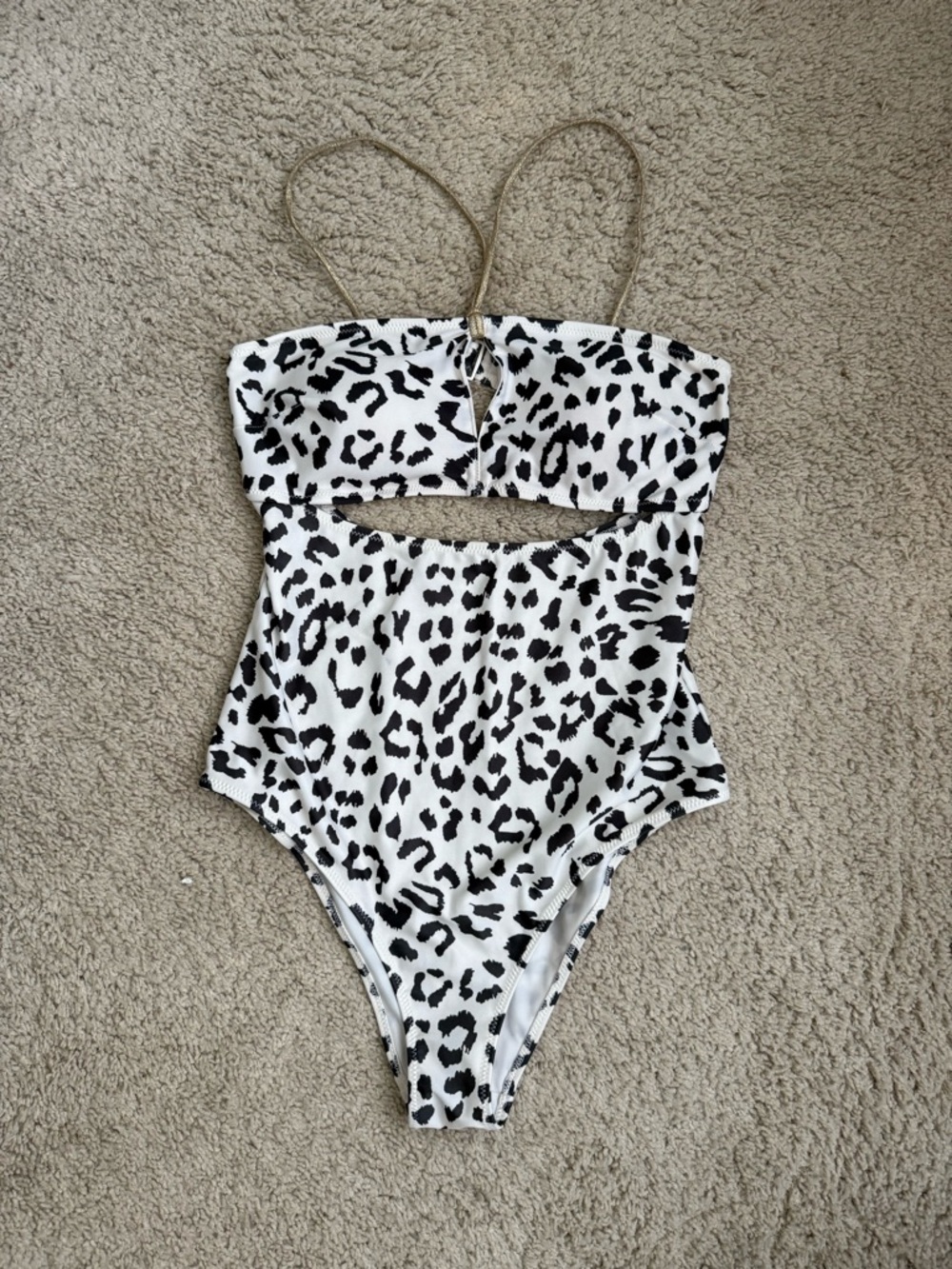aerie Black and White Leopard One-Piece Cheeky Swimsuit
